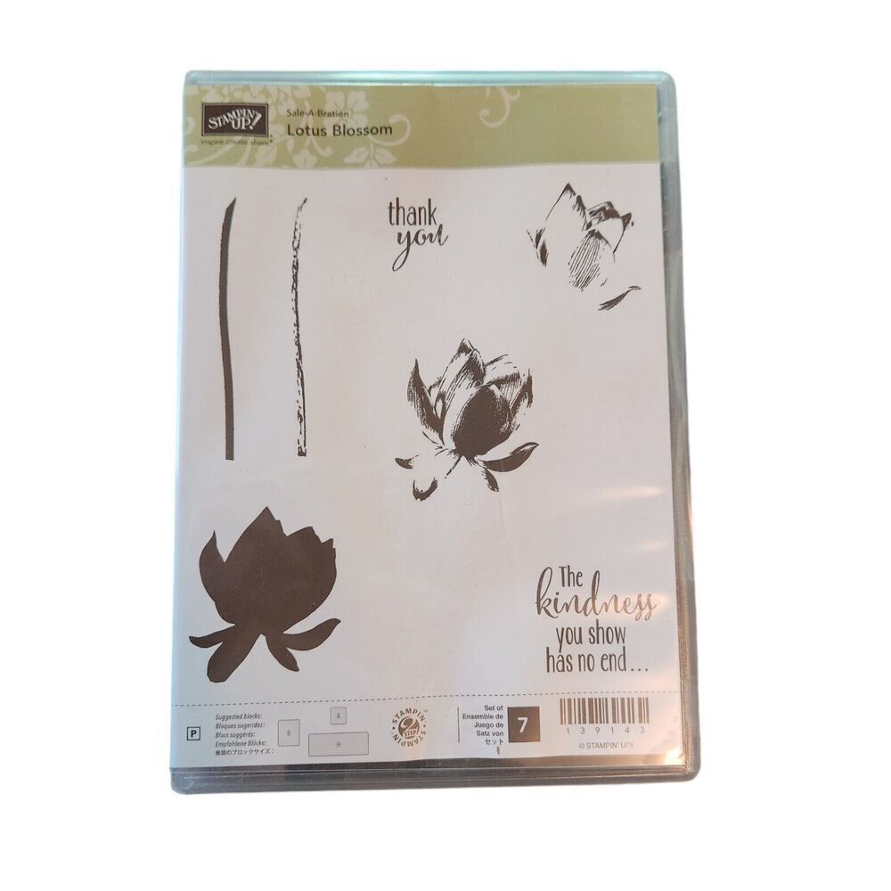 Stampin' Up! Stamp Set‎ LOTUS BLOSSOM Set of 7 139143 Floral Thanks